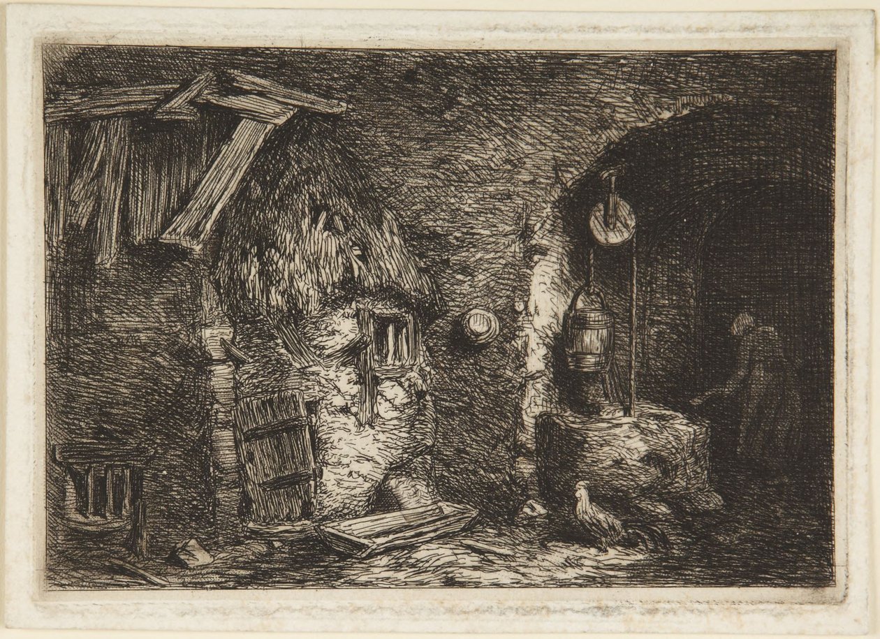 Vidéki ház belseje alkotó: Charles Emile Jacque