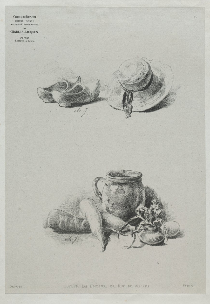 Rajztanfolyam: 4. szám - Csendélet. alkotó: Charles Emile Jacque