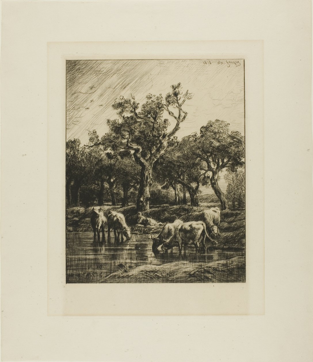 Tehenek egy itatóhelyen alkotó: Charles Emile Jacque