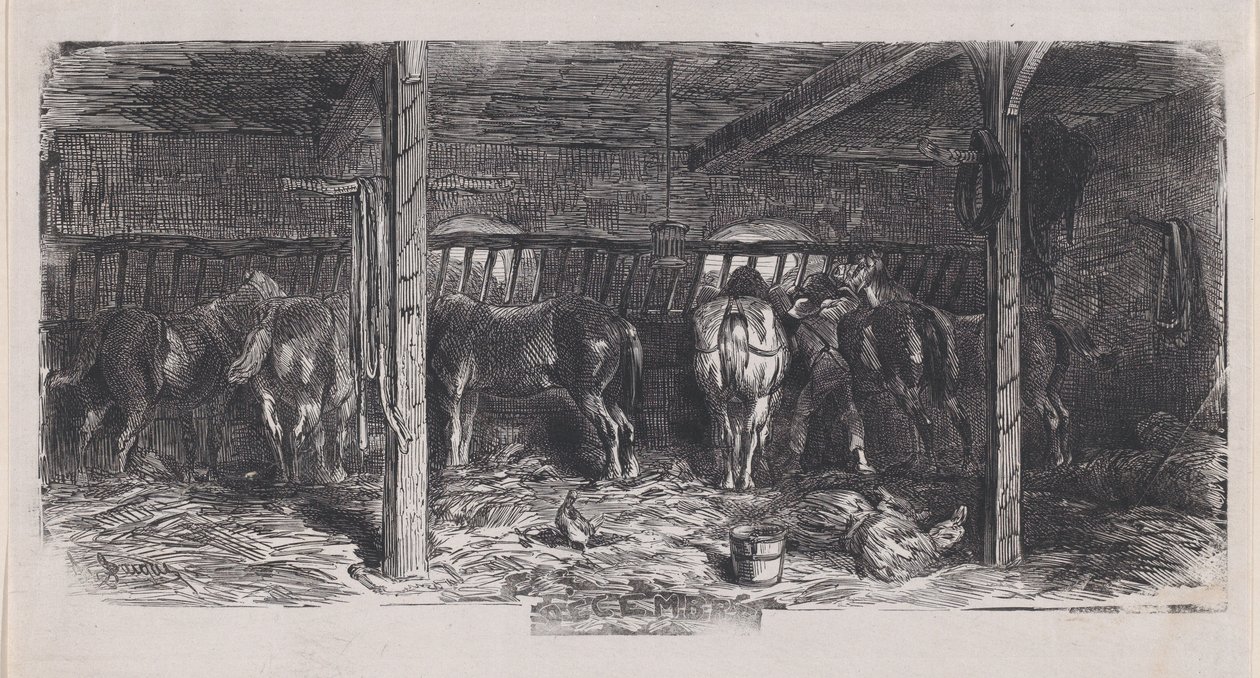 December a Rusztikus témák albumából, 1859. alkotó: Charles Emile Jacque