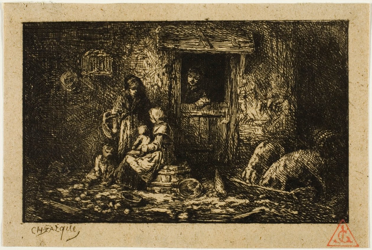 Egy parasztház ajtaja alkotó: Charles Emile Jacque