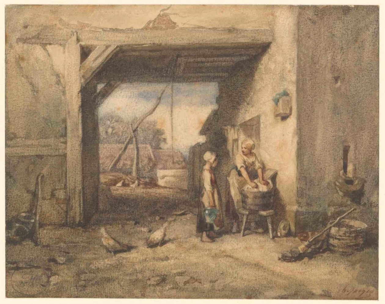 Egy parasztudvar alkotó: Charles Emile Jacque
