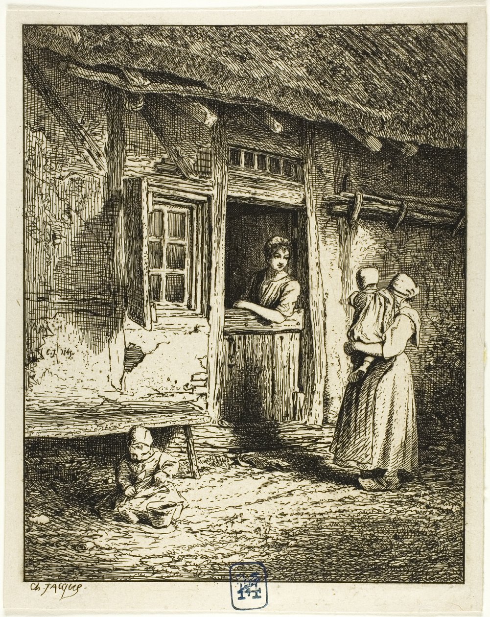 Bejárat egy parasztházba alkotó: Charles Emile Jacque