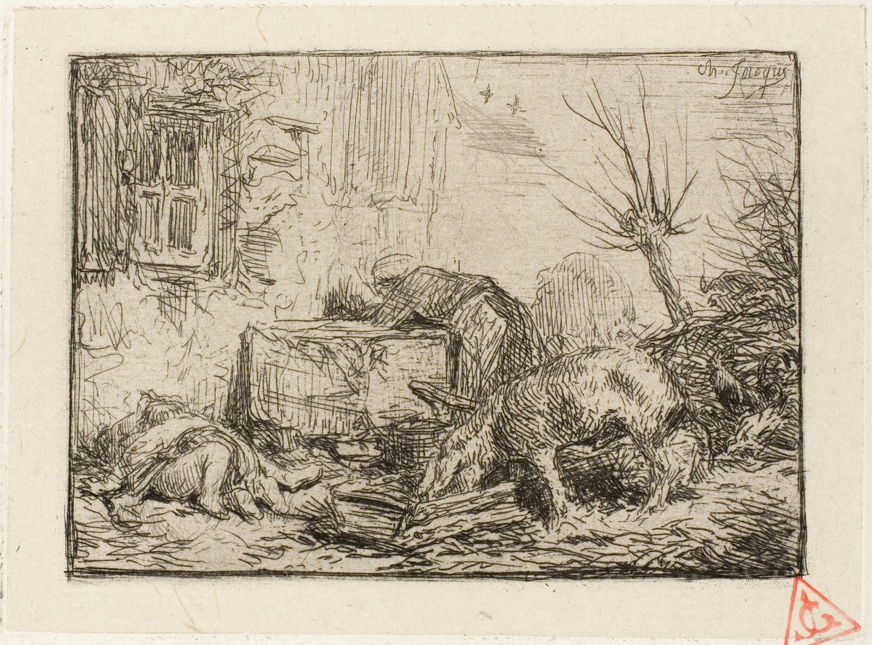 Farm udvar alkotó: Charles Emile Jacque