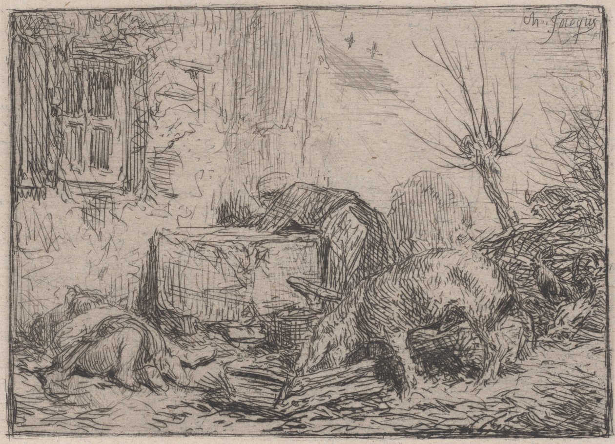 Farmyard, kb. 1845. alkotó: Charles Emile Jacque