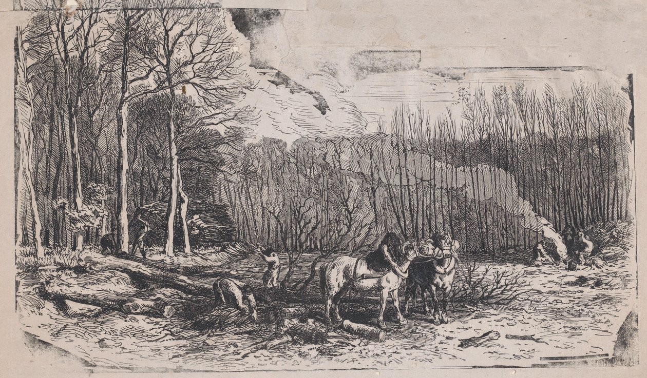 Február a Rusztikus témák albumából, 1859. alkotó: Charles Emile Jacque