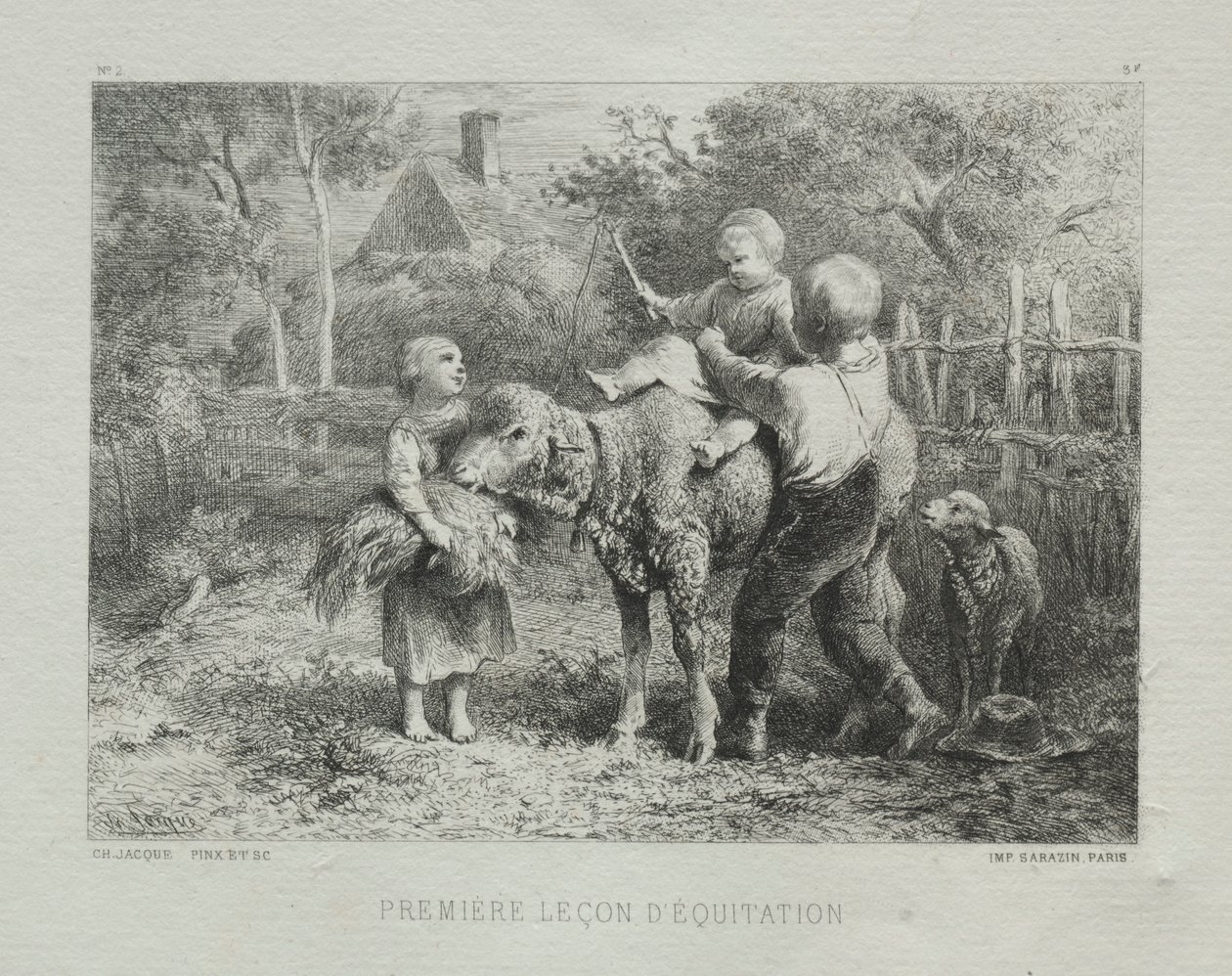 Első lovas lecke. alkotó: Charles Emile Jacque