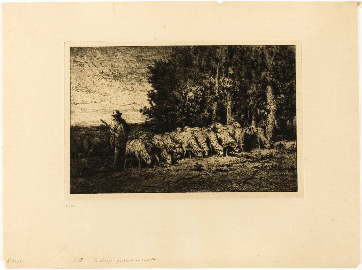 Birkanyáj egy erdő szélén alkotó: Charles Emile Jacque