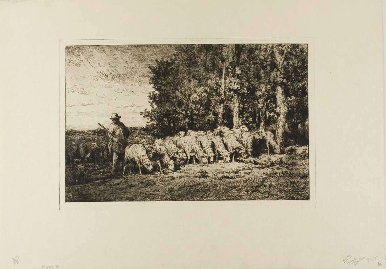 Birkanyáj egy erdő szélén alkotó: Charles Emile Jacque