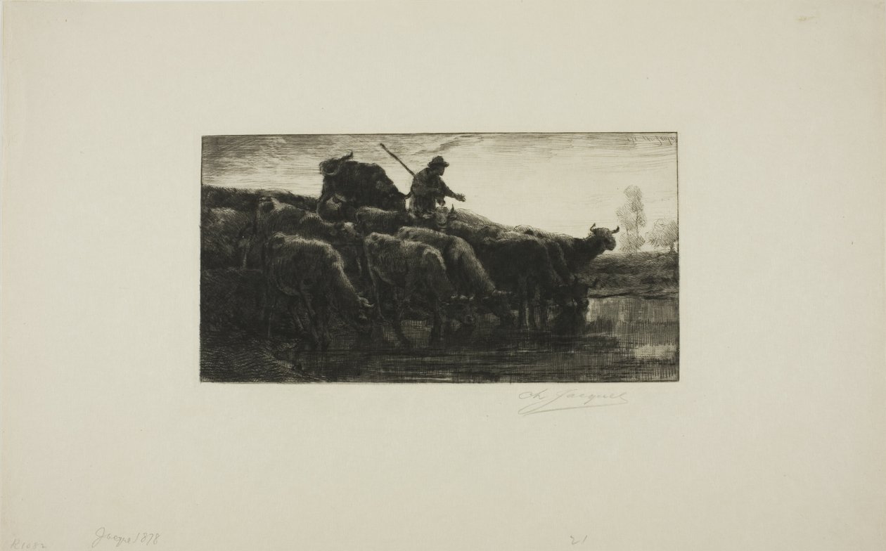 Tehéncsorda az etetővályúnál alkotó: Charles Emile Jacque