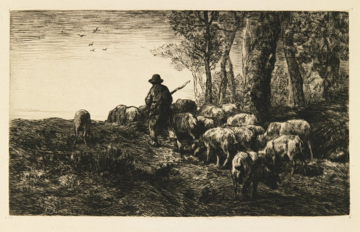 Sertéscsorda disznópásztorral alkotó: Charles Emile Jacque