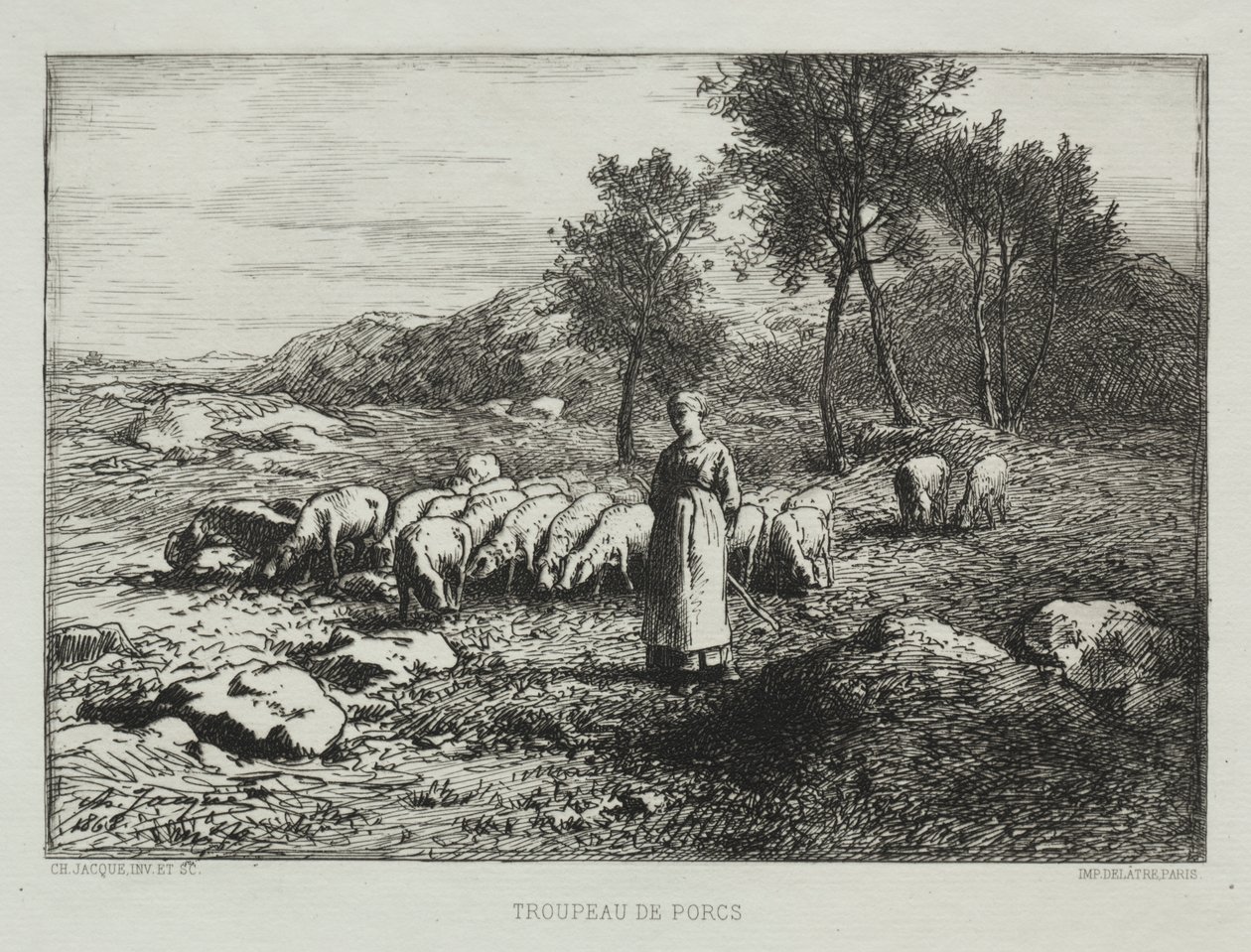 Sertéscsorda alkotó: Charles Emile Jacque