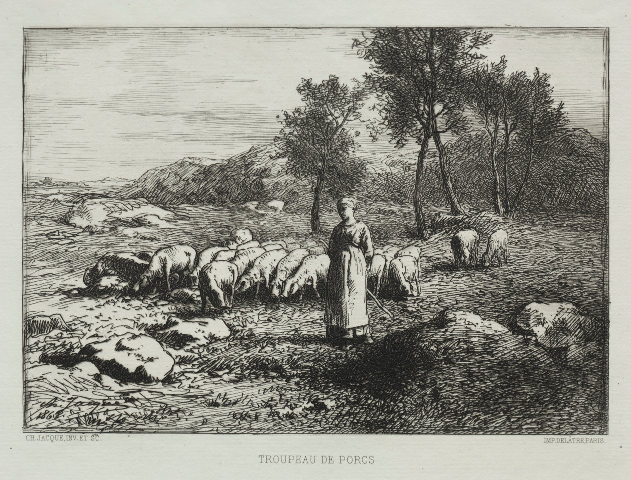 Sertéscsorda, 1868. alkotó: Charles Emile Jacque