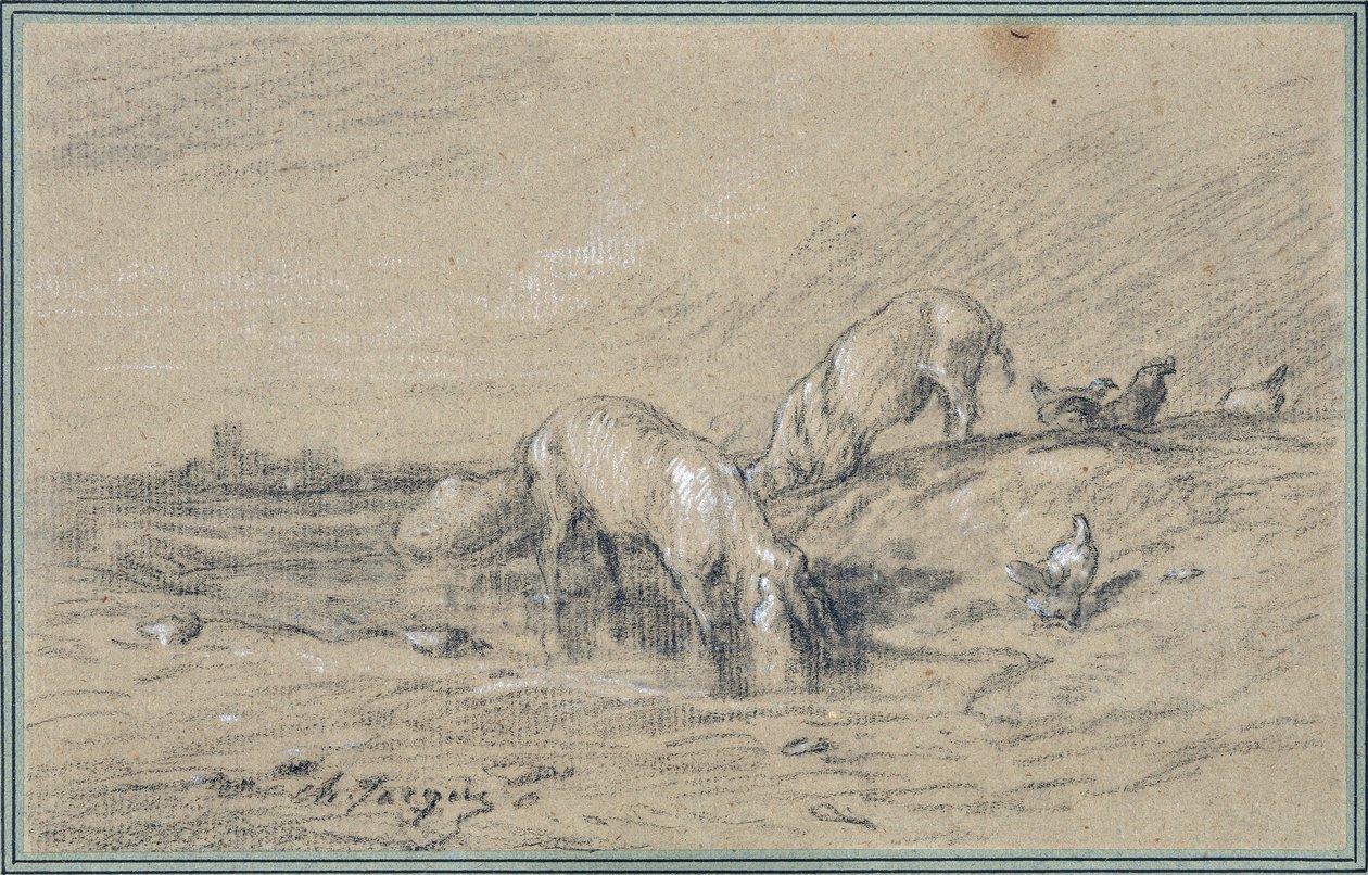 Sertéscsorda Charles Jacque (1813-1894) rajza alkotó: Charles Emile Jacque