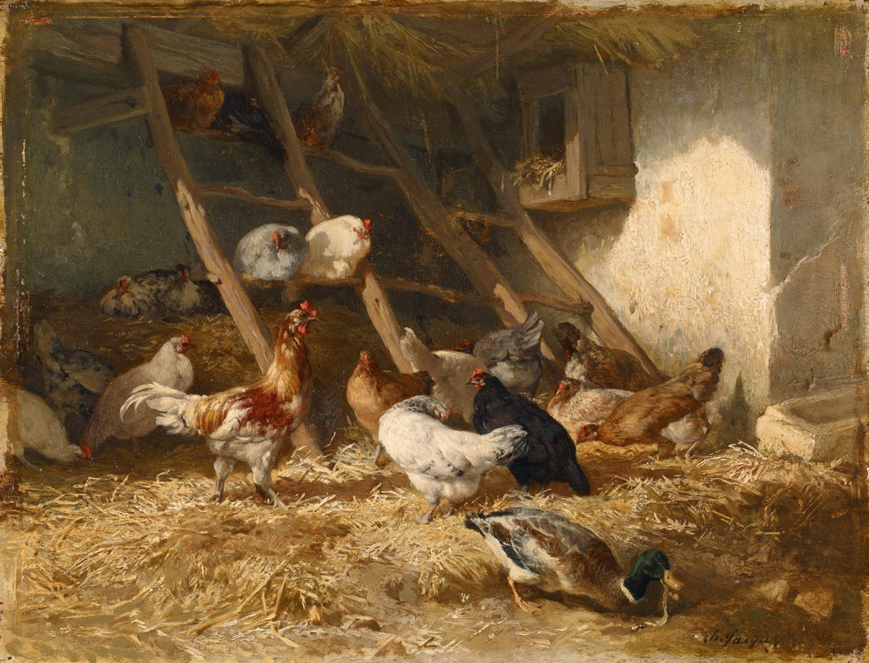 Tyúkok alkotó: Charles Emile Jacque