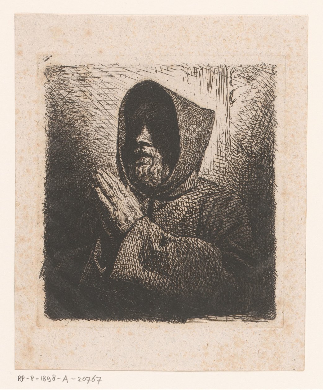 Imádkozó szakállas szerzetes feje alkotó: Charles Emile Jacque