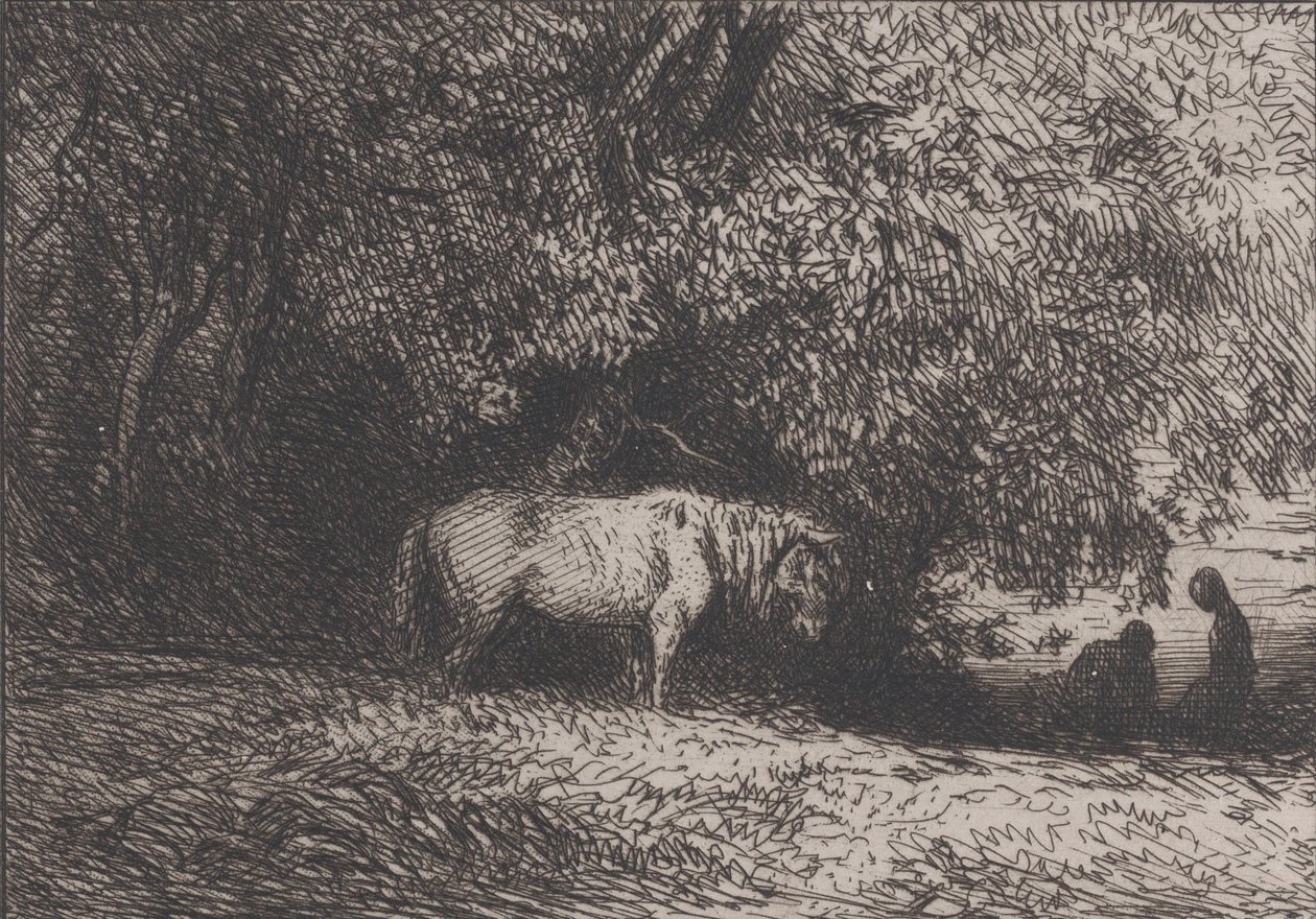 Ló a fa ága alatt, 1846. alkotó: Charles Emile Jacque