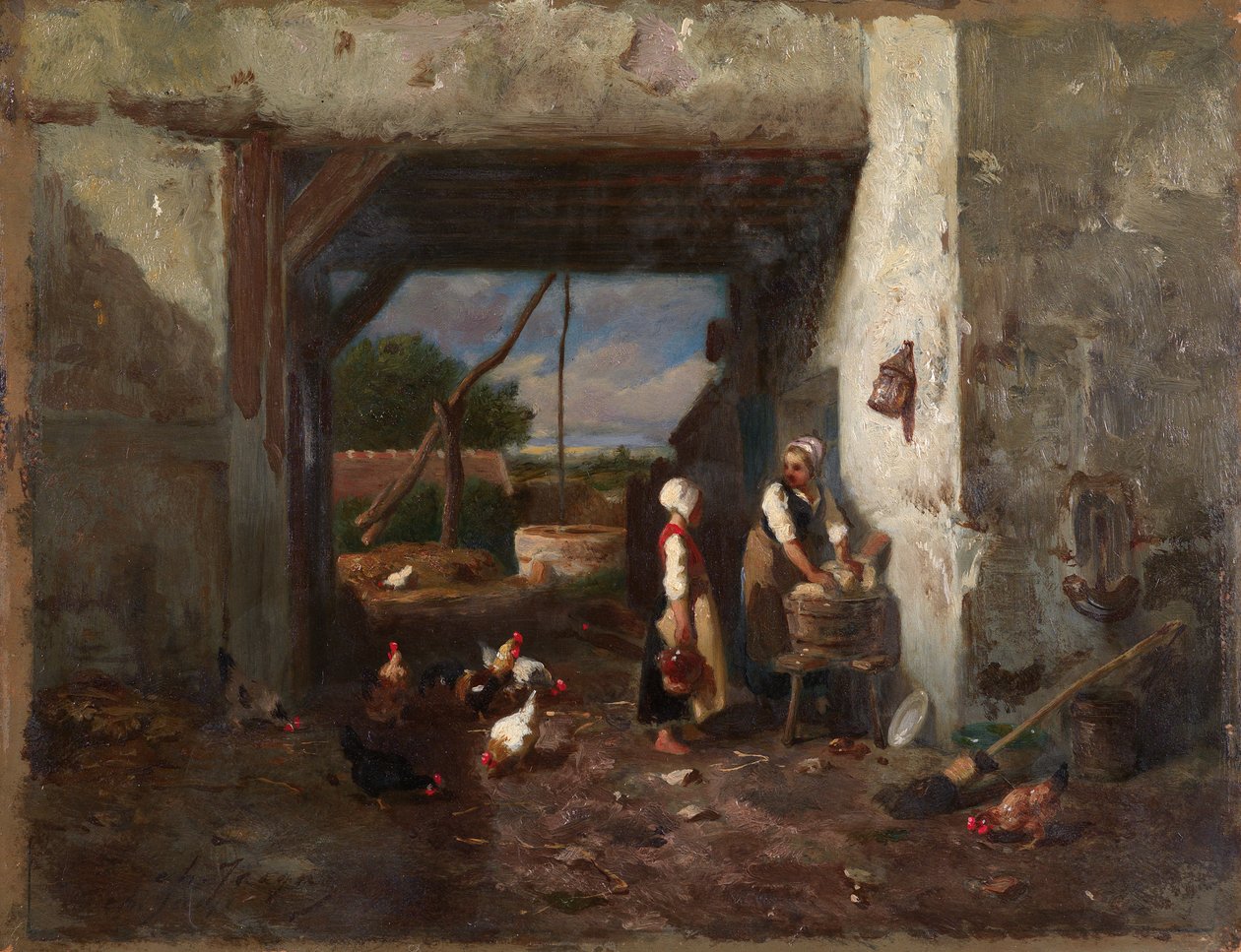 Hühnerhof alkotó: Charles Emile Jacque