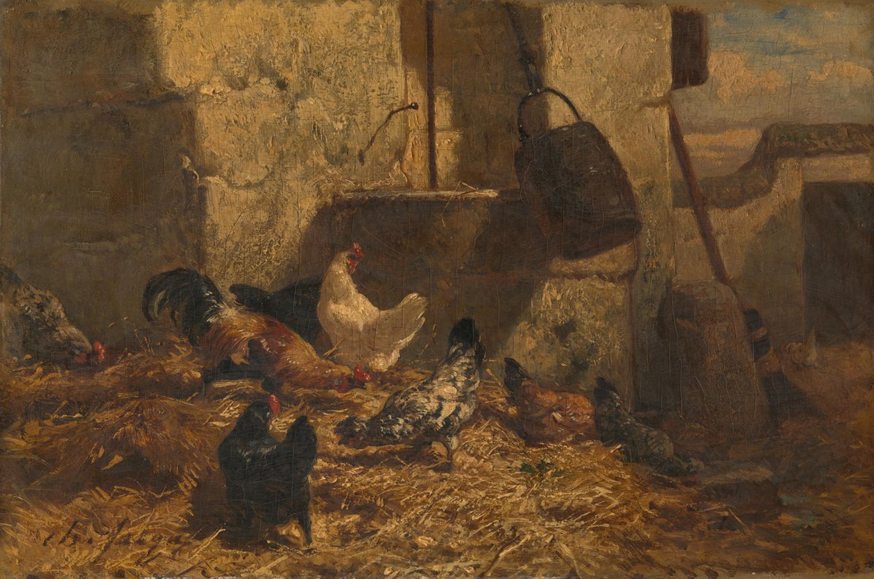 Tyúkok alkotó: Charles Emile Jacque