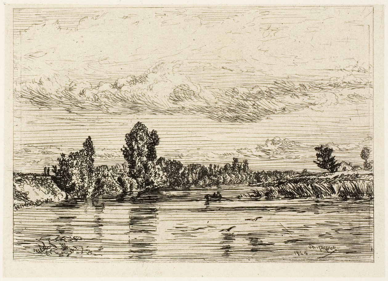 Táj Asnières közelében alkotó: Charles Emile Jacque
