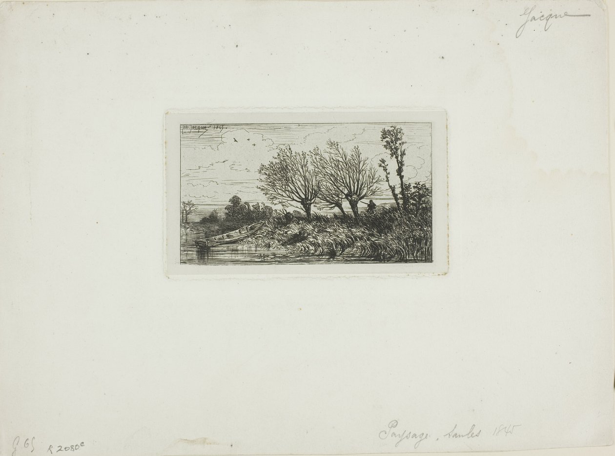 Táj, fűzfák alkotó: Charles Emile Jacque