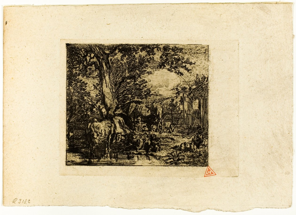 Táj állatokkal alkotó: Charles Emile Jacque