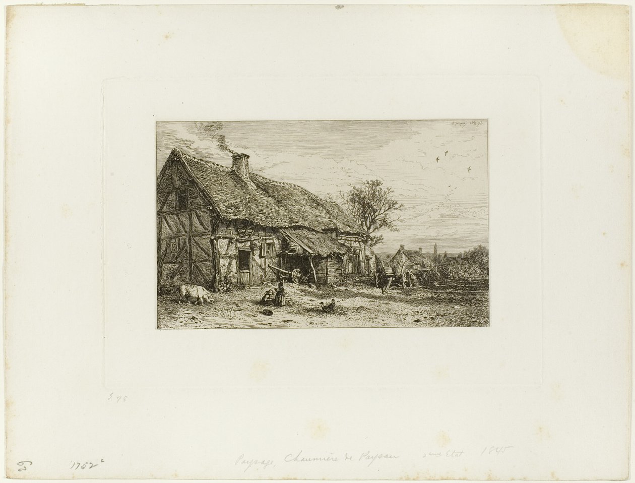 Táj paraszti lakással alkotó: Charles Emile Jacque