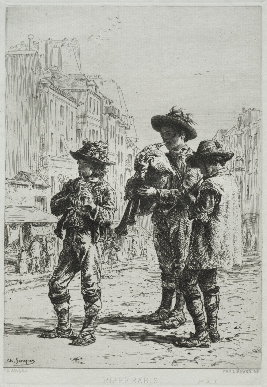 Pifferaris. alkotó: Charles Emile Jacque