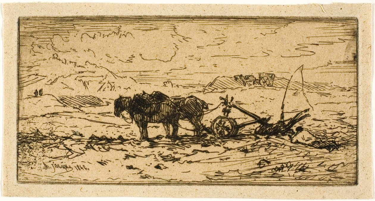 Plowman és csapata pihen alkotó: Charles Emile Jacque