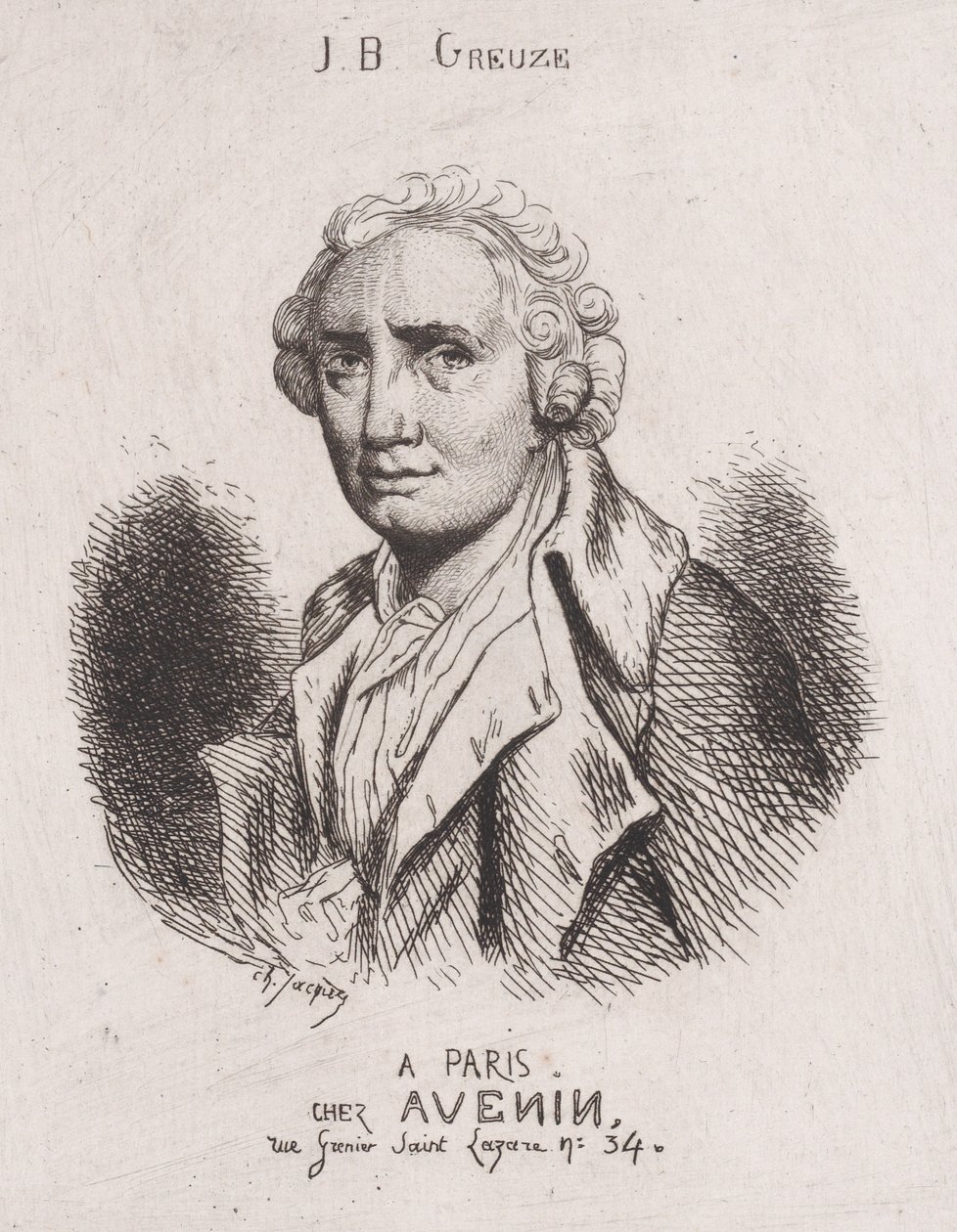 J.B. Greuze portréja, 19. század. alkotó: Charles Emile Jacque
