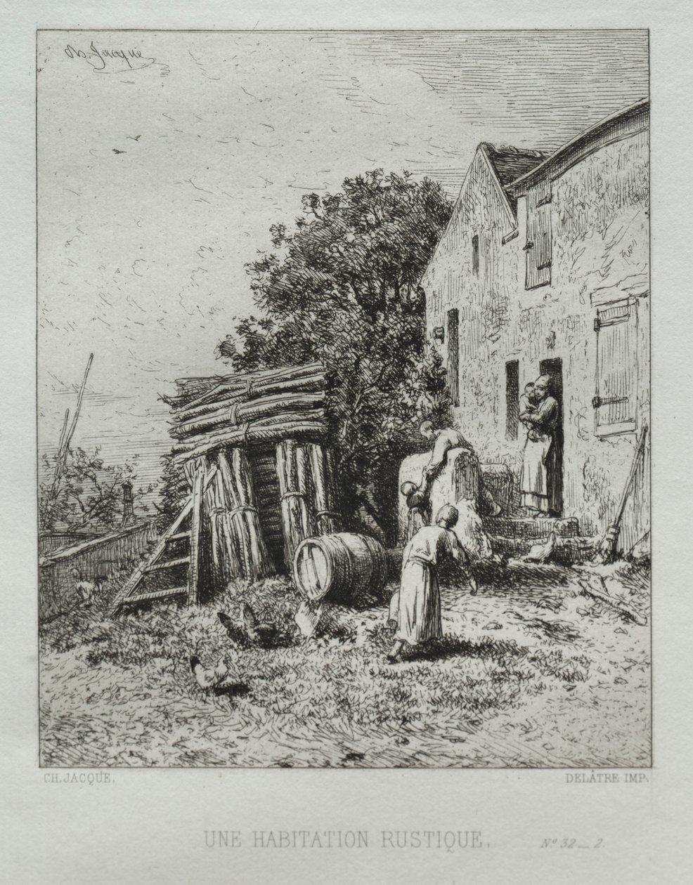 Rusztikus ház. alkotó: Charles Emile Jacque