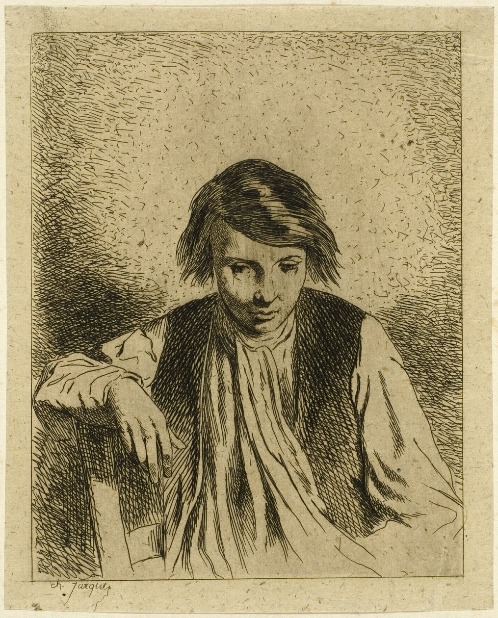Ülő Fiú alkotó: Charles Emile Jacque