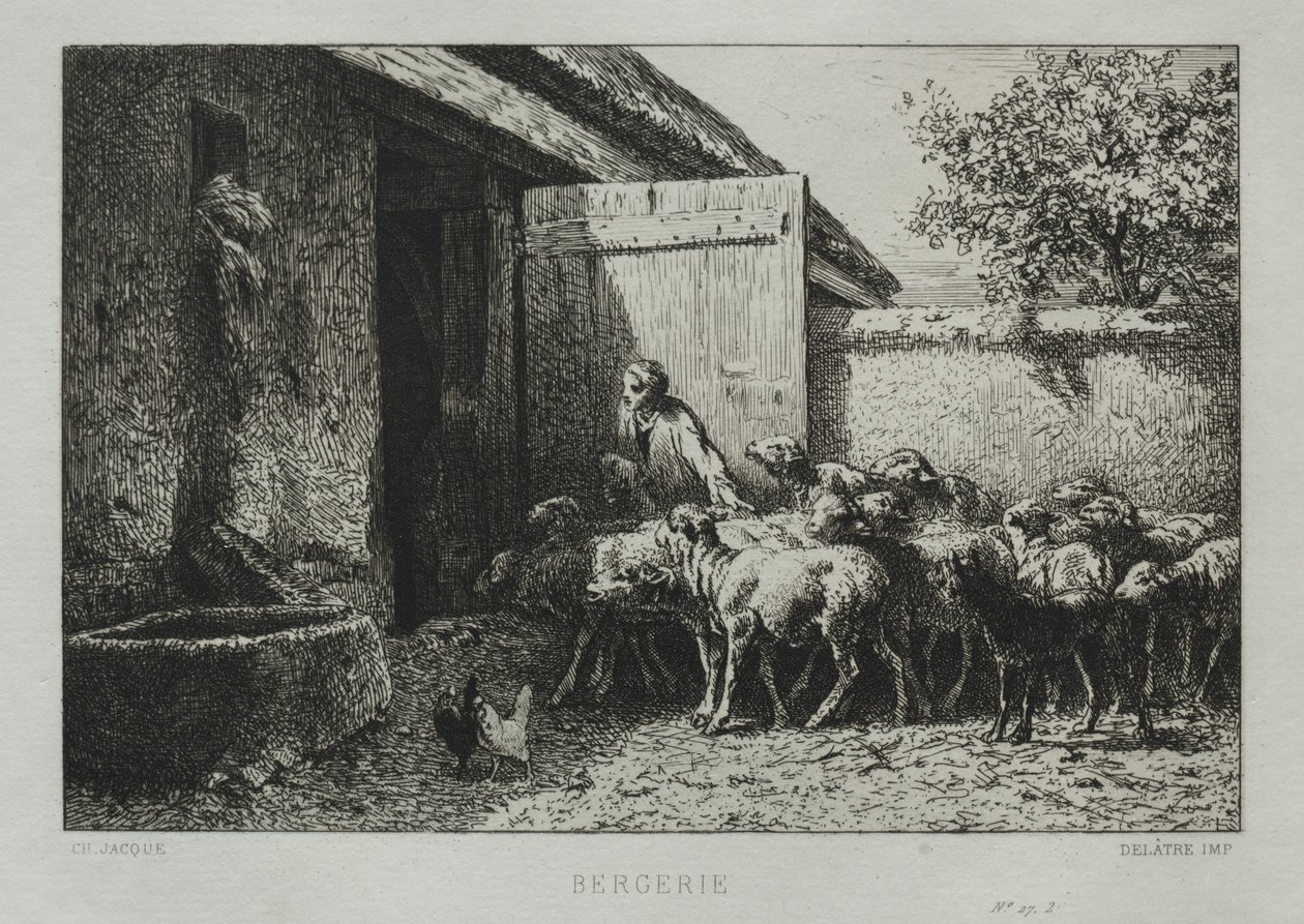 Juhistálló. alkotó: Charles Emile Jacque