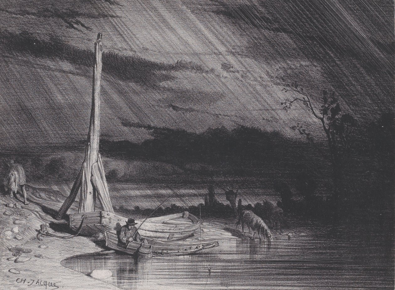 A halász, esős idő, kb. 1853. alkotó: Charles Emile Jacque