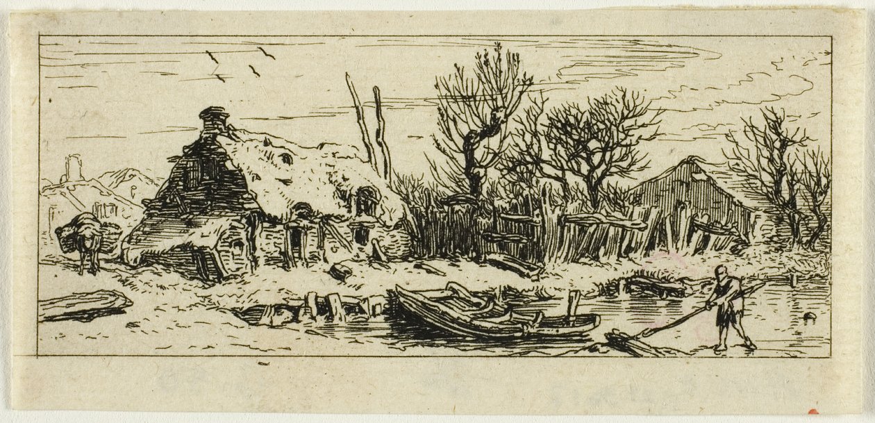 A Frozen Pond, kis tányér alkotó: Charles Emile Jacque