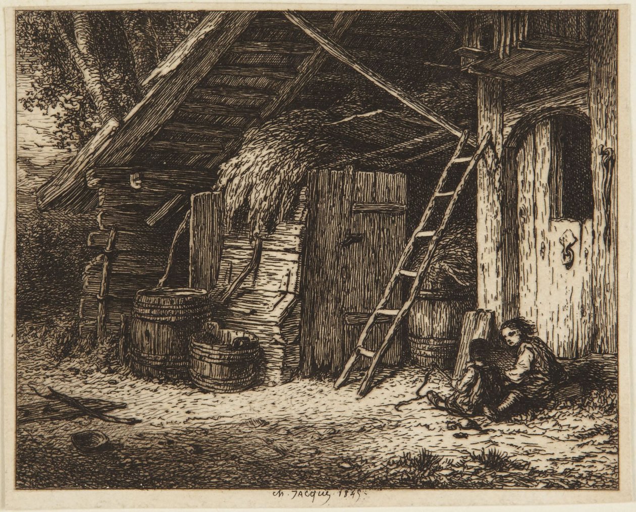 A tyúkok puccsa - 1849 alkotó: Charles Emile Jacque