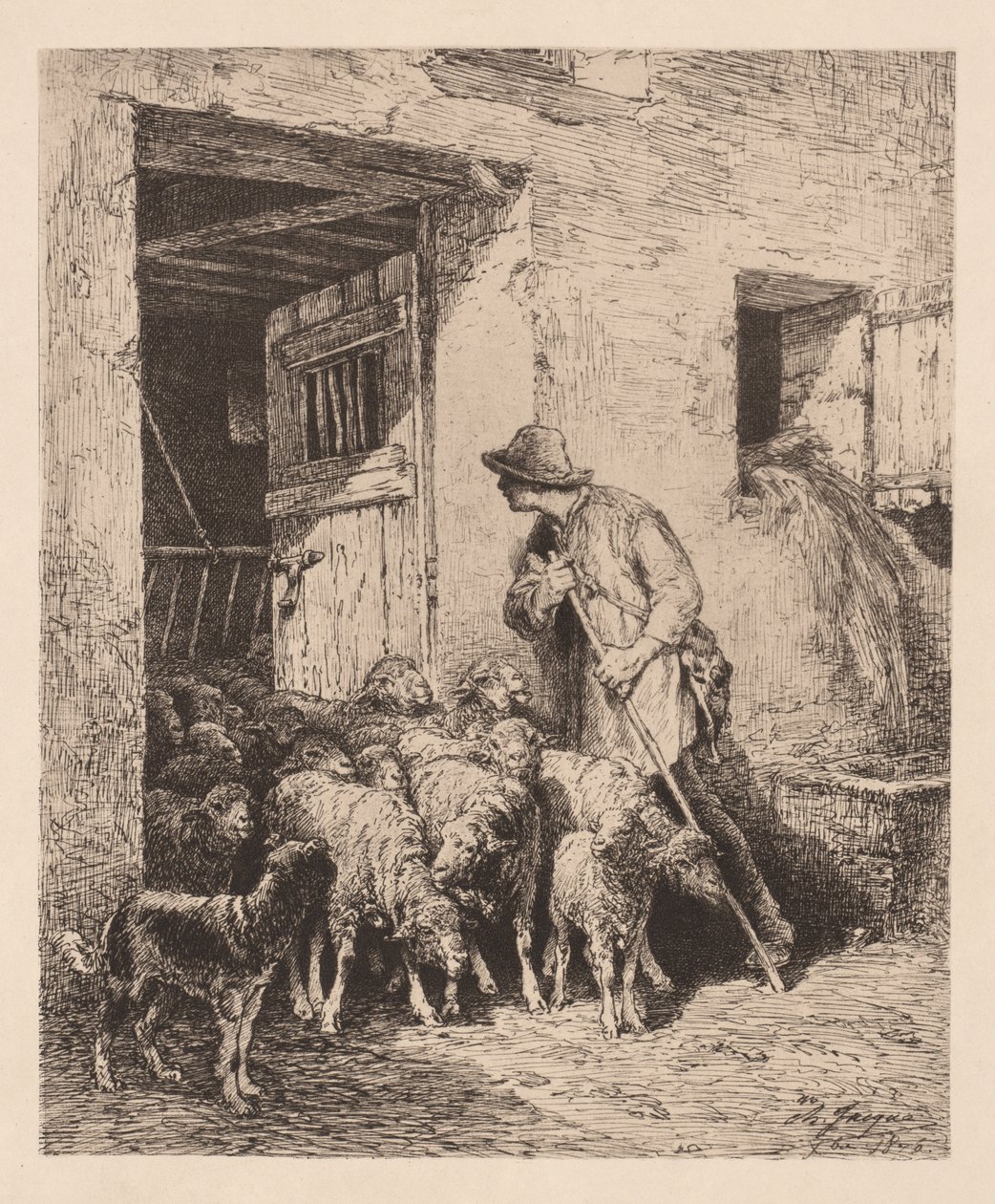 A csorda kilép alkotó: Charles Emile Jacque