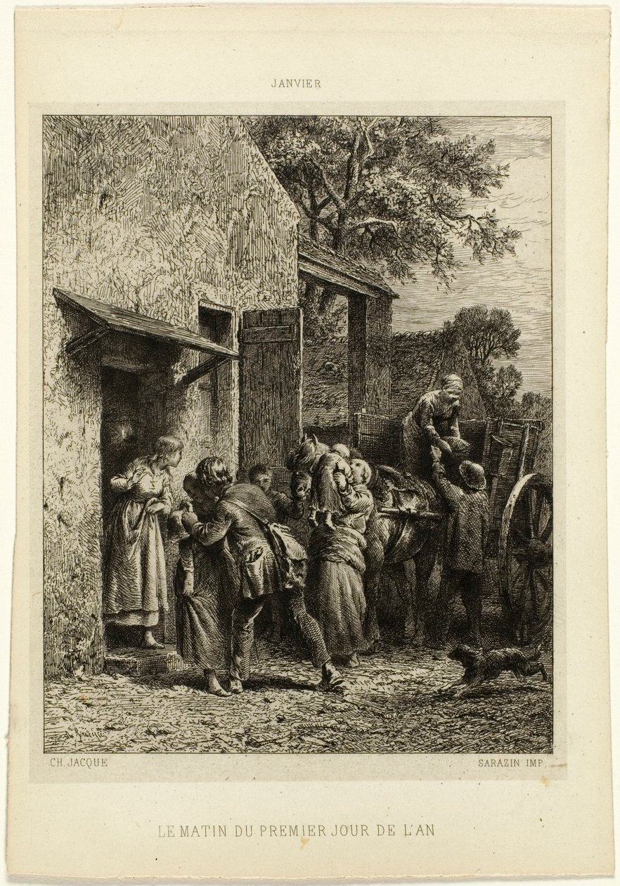 Az év első napjának reggele alkotó: Charles Emile Jacque