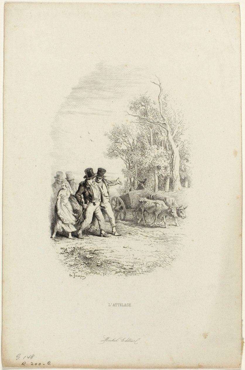 Az ökrös kocsi, Illusztráció Lachambaudie meséiből alkotó: Charles Emile Jacque