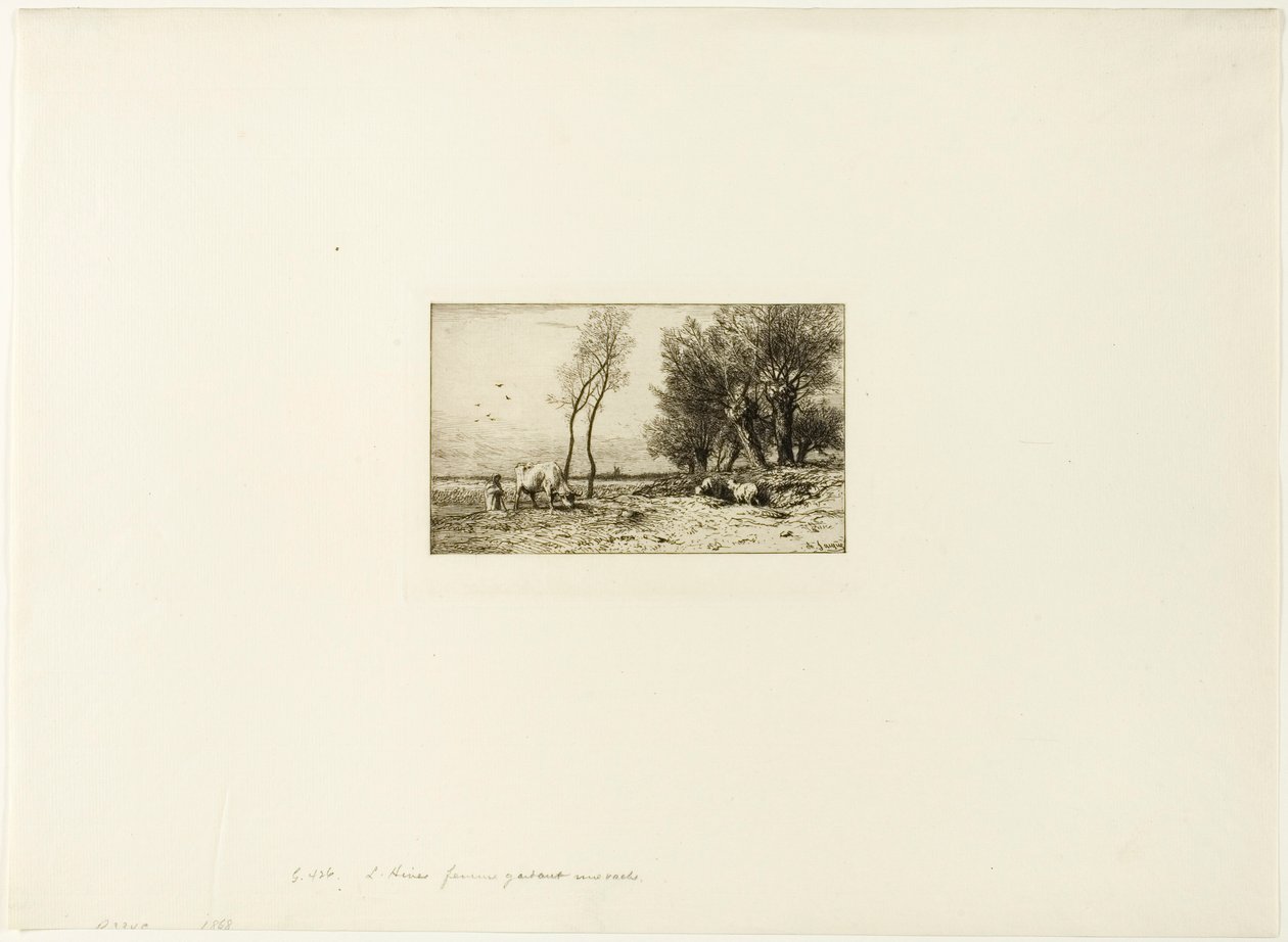 Téli táj pásztorlánnyal alkotó: Charles Emile Jacque