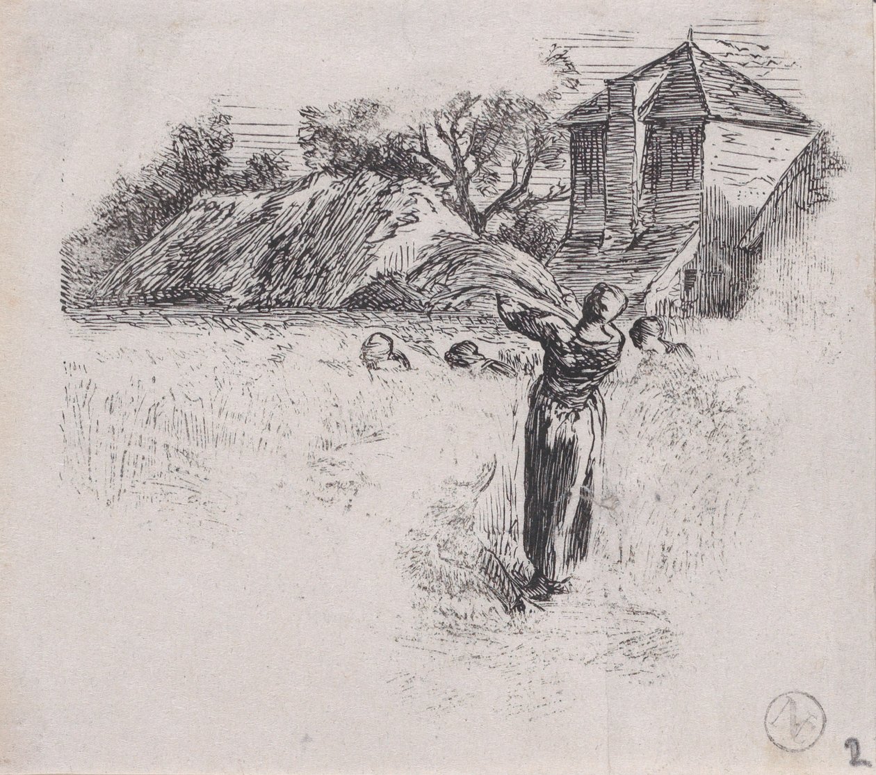 Kévét hordozó nő, kb. 1853. alkotó: Charles Emile Jacque