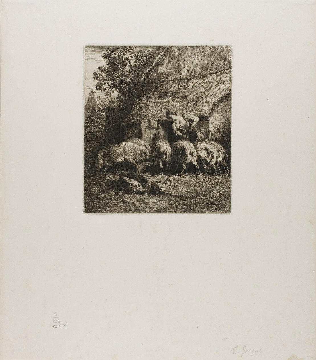 Hat disznót etető nő alkotó: Charles Emile Jacque