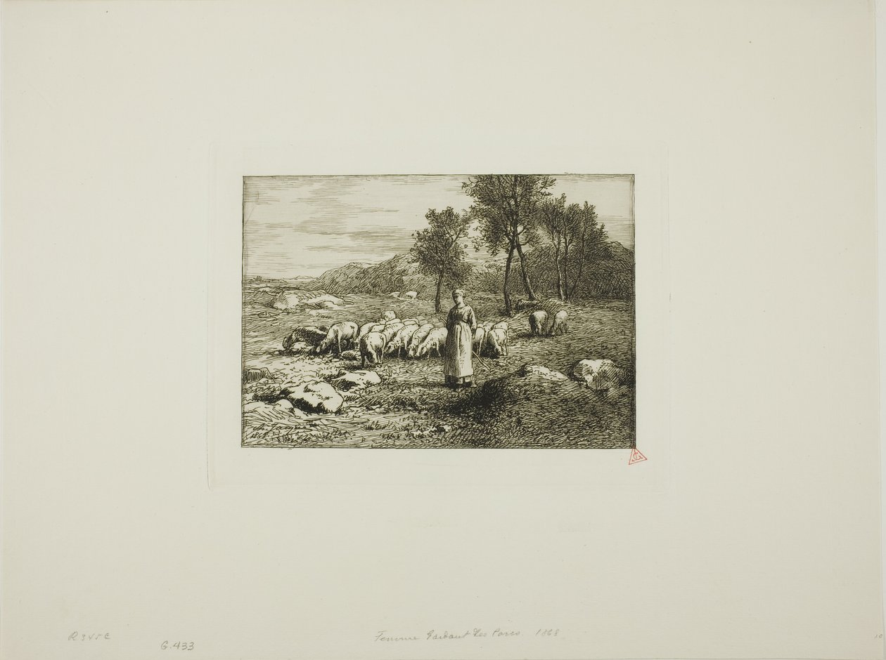 Nő vigyáz egy sertéscsorda felett alkotó: Charles Emile Jacque