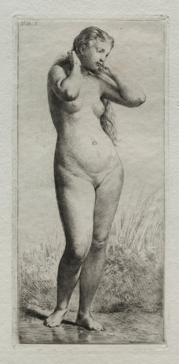 Fiatal nő fürdő alkotó: Charles Emile Jacque