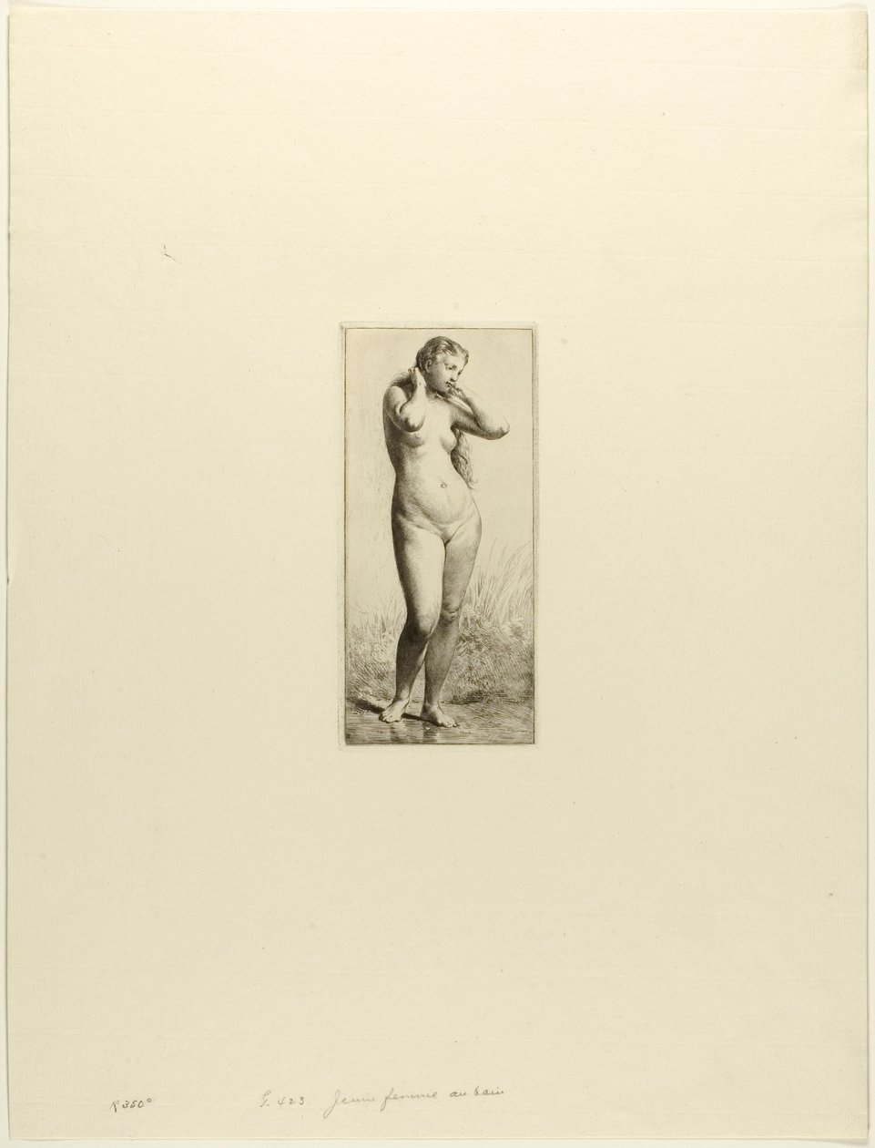 Fiatal nő fürdő alkotó: Charles Emile Jacque