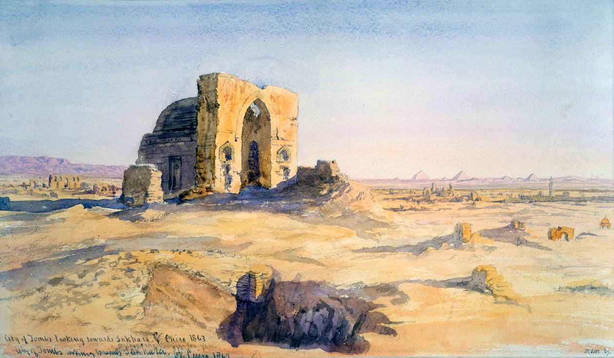 Sírok városa, Sakkara felé nézve, Kairó, Egyiptom, 1863. alkotó: Charles Émile de Tournemine