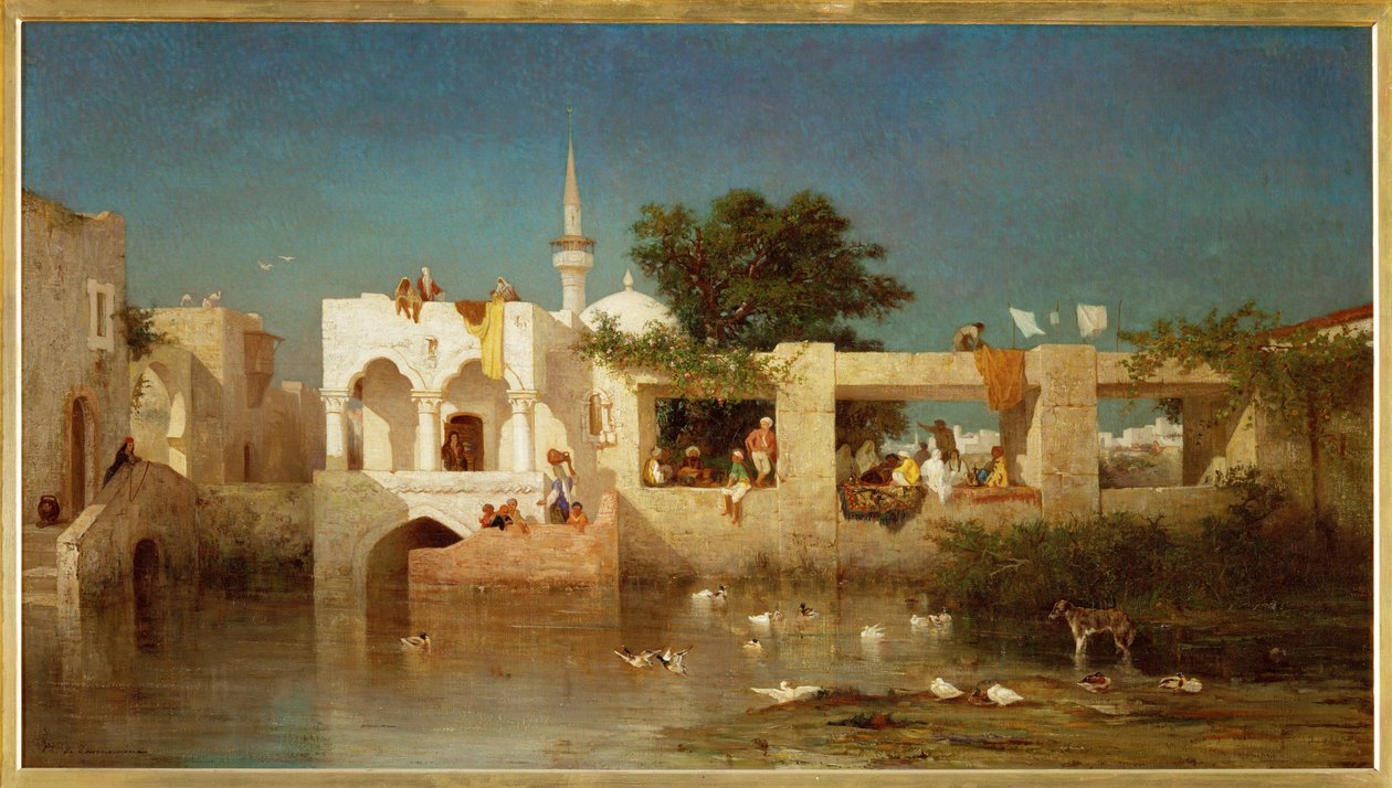 Coffeehouse in Adalia (festmény vászonra) alkotó: Charles Emile de Tournemine