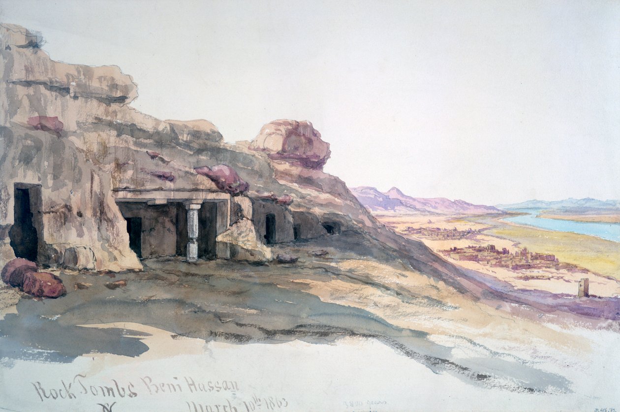 Sziklasírok, Beni Hassan, 1863. március 10., Egyiptom, 1863 alkotó: Charles Émile de Tournemine