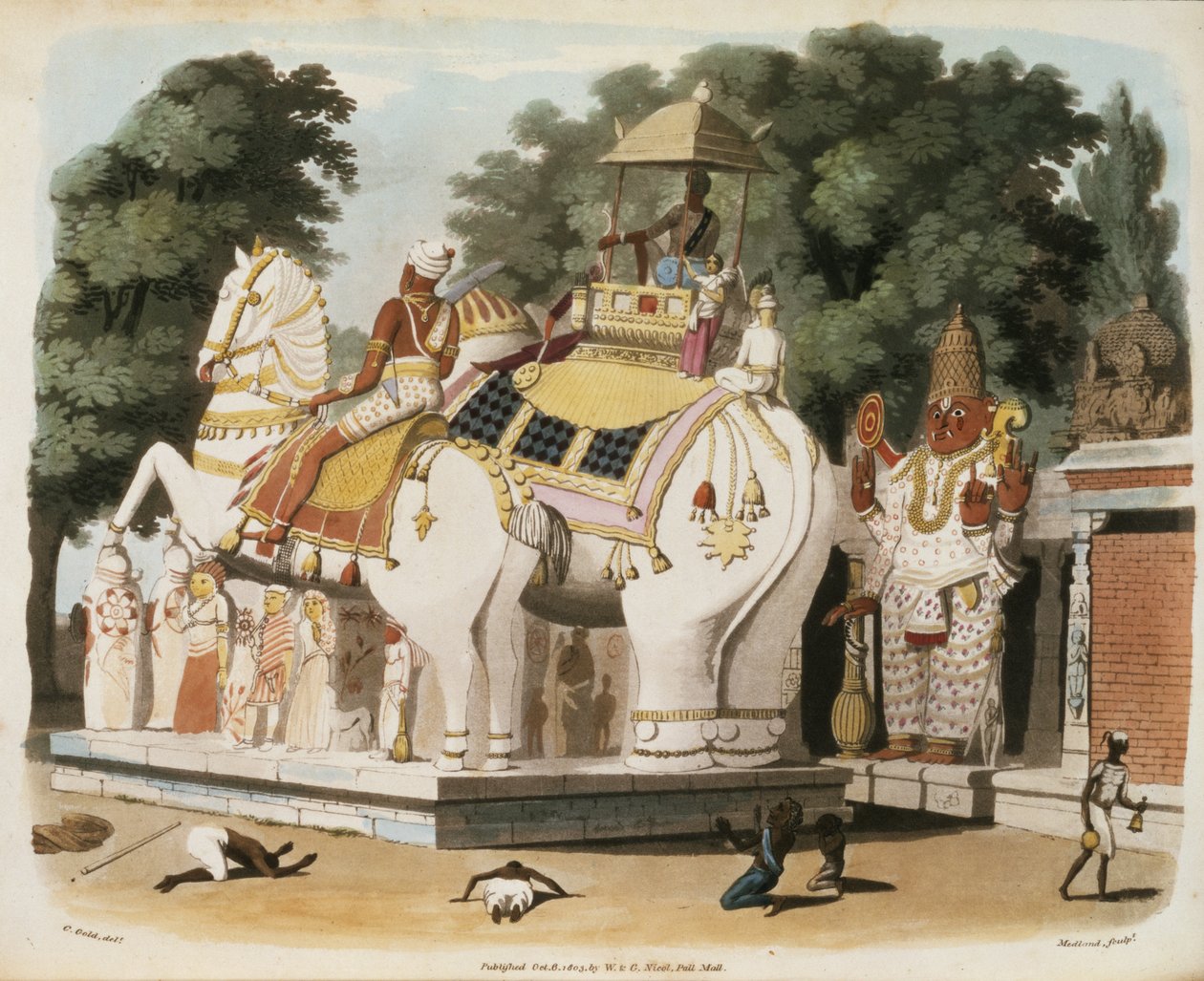 A bennszülöttek tisztelegnek uralkodójuk előtt, Thomas Medland (1755-1823) metszete 1803 alkotó: Charles Emilius Gold