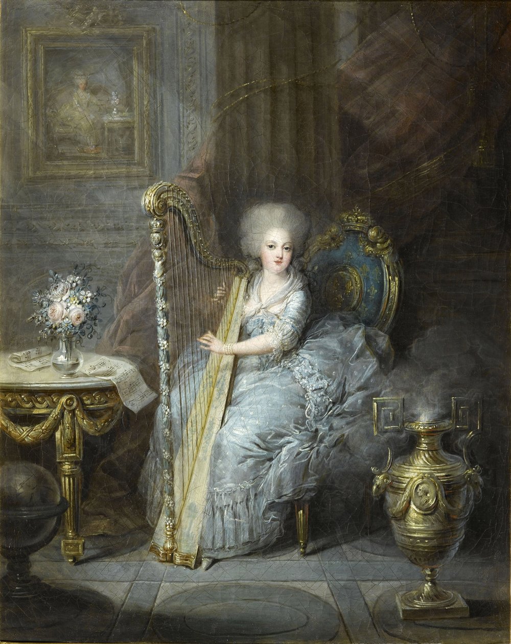 Madame Élisabeth hárfán játszik alkotó: Charles Emmanuel Joseph Leclercq